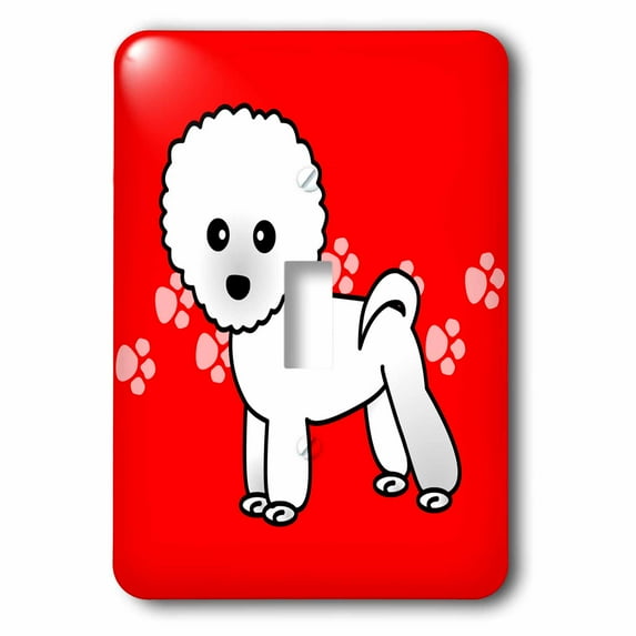 3dRose, Cute Bichon Frise Red Paw Print Background, single toggle switch