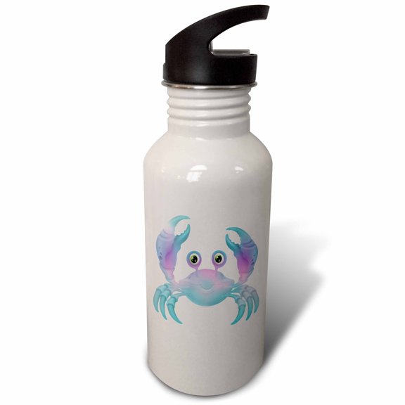 3dRose, Cute Big Eyed Purple and Blue Gradient Crab Illustration, Flip Straw 21oz Water Bottle