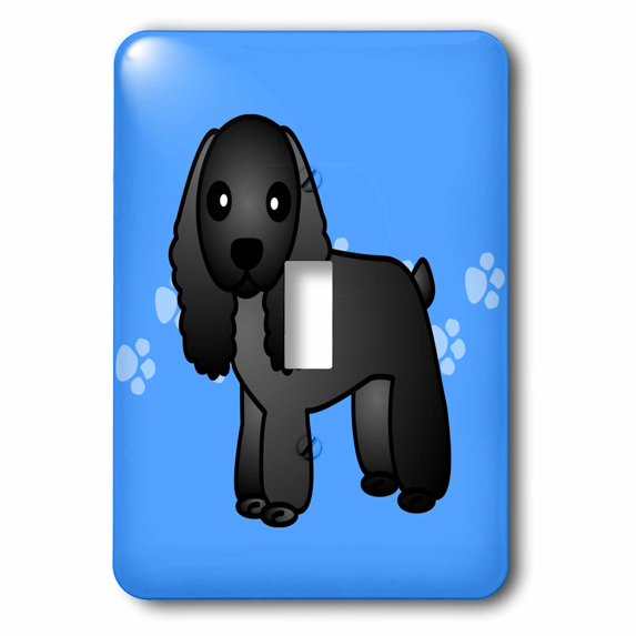 3dRose, Cute Black Cocker Spaniel Blue with Pawprints, single toggle switch