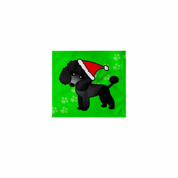 3dRose, Cute Black Poodle Green Paw Background with Santa Hat, 11x12 Wash Cloth for Face and Body