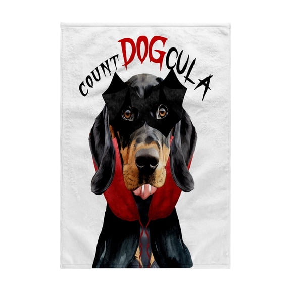 3dRose, Cute Black and Tan Coonhound dog in a vampire Halloween costume., 15x22 Hand Towel