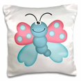 thumbnail image 1 of 3dRose, Cute Blue And Pink Butterfly, 16x16 inch Pillow Case, 1 of 1