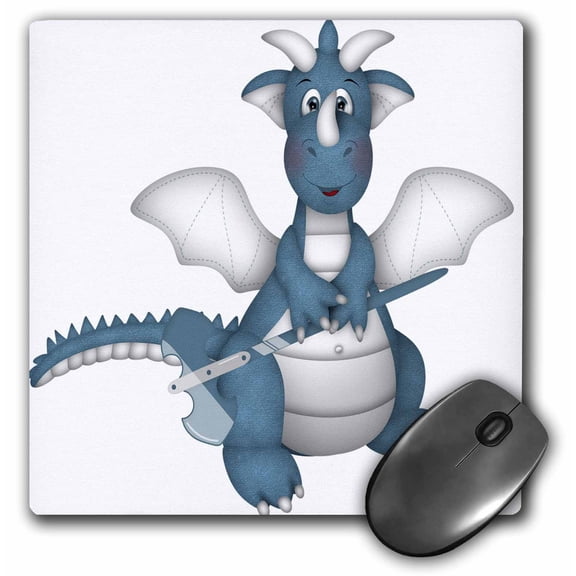 3dRose, Cute Blue and White Dragon Illustration, MousePad