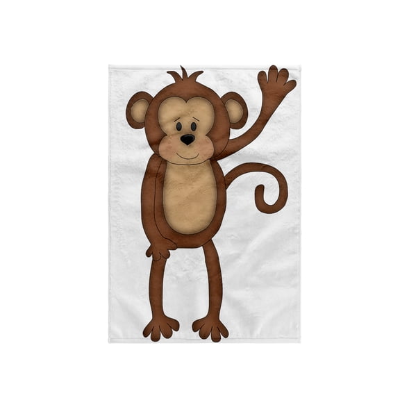 3dRose, Cute Brown Jungle Monkey Saying Hi Illustration, 15x22 Hand Towel