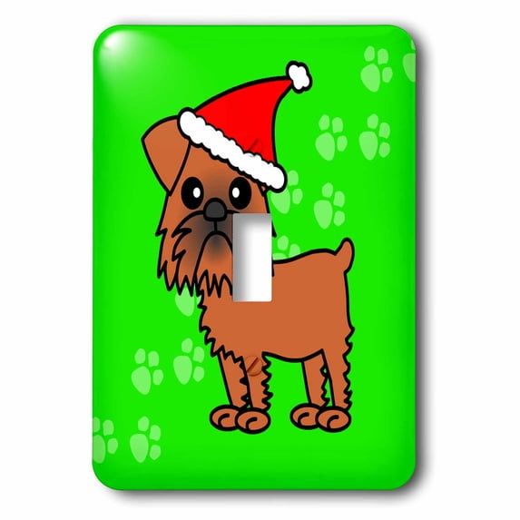 3dRose, Cute Brussels Griffon Green with Santa Hat, single toggle switch