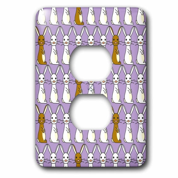 3dRose, Cute Bunny Parade Purple, 2 plug outlet cover