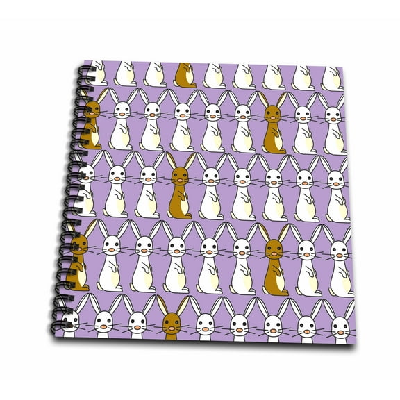 3dRose, Cute Bunny Parade Purple, Mini Notepad 4 x 4 inch