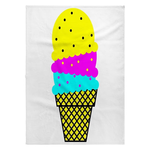 3dRose, Cute CMYK Ice Cream Cone Vector Food Cartoon, 22x30 Bath Hand Pool Towel