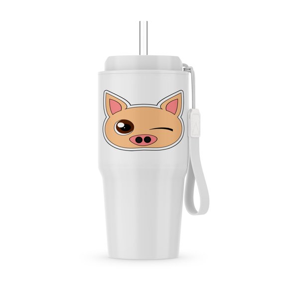 Cute Cartoon Pig Winking, 20oz Tumbler
