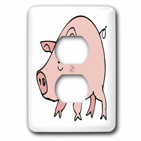 3dRose, Cute Cartoon Pink Pig, 2 plug outlet cover