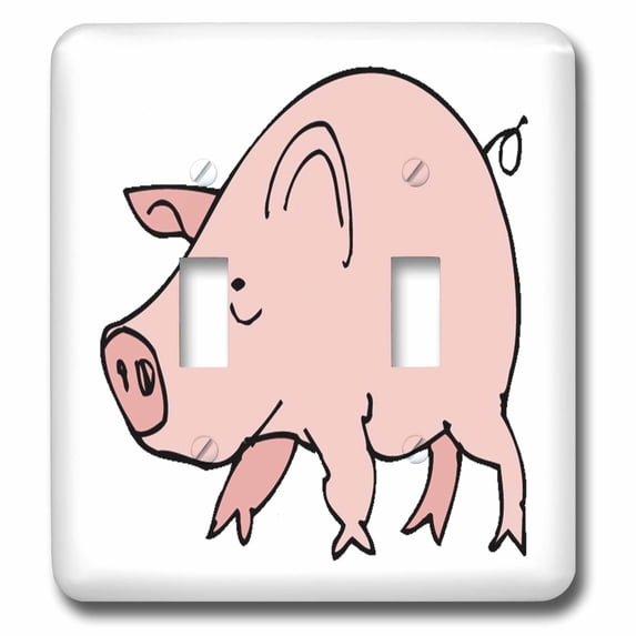 3dRose, Cute Cartoon Pink Pig, double toggle switch