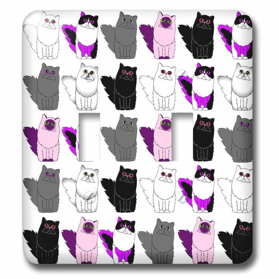 3dRose, Cute Cats Print Purple, double toggle switch