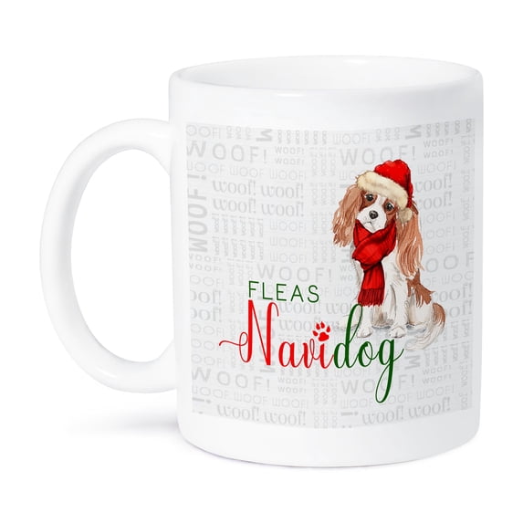 3dRose, Cute Cavalier King Charles Spaniel in a Santa Hat for Christmas, 11oz Mug