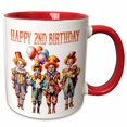 thumbnail image 1 of 3drose, Cute Clowns Happy 2nd Birthday, 11oz Two-tone Red Mug, 1 of 6