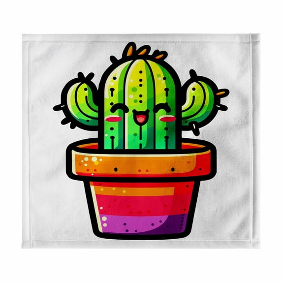 3dRose, Cute Colorful Kawaii Cactus, 11x12 Wash Cloth for Face and Body