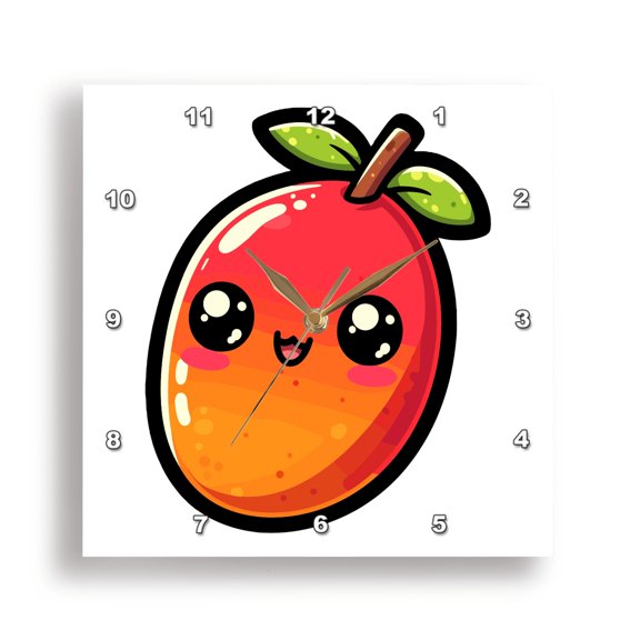 3dRose, Cute Colorful Kawaii Mango, 15x15 Wall Clock