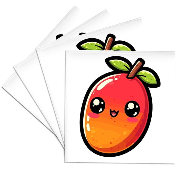 3drose, Cute Colorful Kawaii Mango, Set of 4 Ceramic Tile Coasters
