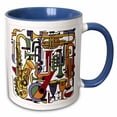 thumbnail image 1 of 3drose, Cute Cool Fun Assorted Musical Instruments Abstract Art Music, 11oz Two-tone Blue Mug, 1 of 6