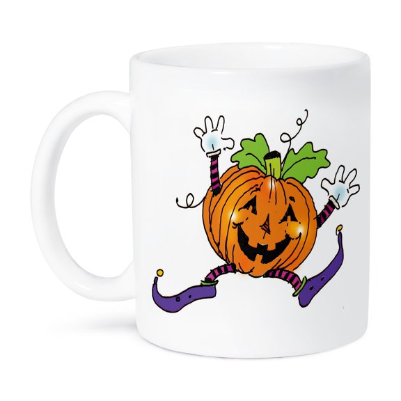3dRose, Cute Dancing Halloween Pumpkin Illustration, 15oz Mug