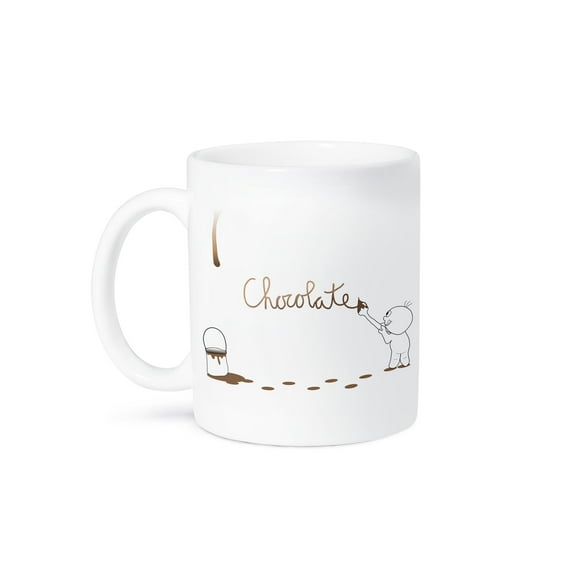 3dRose, Cute Drip Guy Writing Chocolate with Brush and Fake Brown Chocolate Paint Droplet - fun faux stain, 11oz Mug
