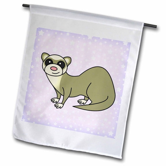 3dRose, Cute Ferret Blue Star Background, 18 x 27 inch Garden Flag