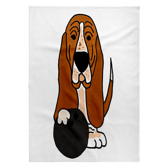 3dRose, Cute Funny Basset Hound Dog Bowling Cartoon, 22x30 Bath Hand Pool Towel