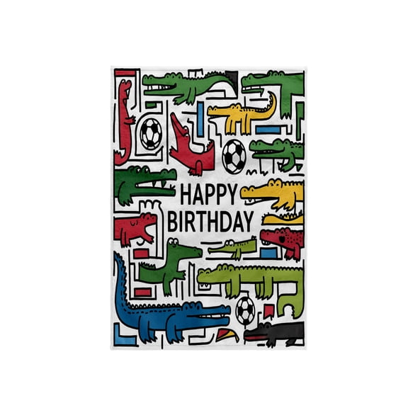3dRose, Cute Funny Colorful Alligator Pattern Abstract Art Happy Birthday, 15x22 Hand Towel