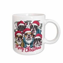 3drose, Cute Funny Colorful French Bulldog Dogs in Santa Hats Christmas Art, 15oz Mug