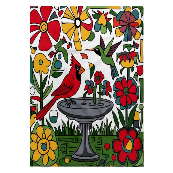 3dRose, Cute Funny Cool Colorful Cardinal Red Bird in the Garden Abstract Art, 22x30 Bath Hand Pool Towel