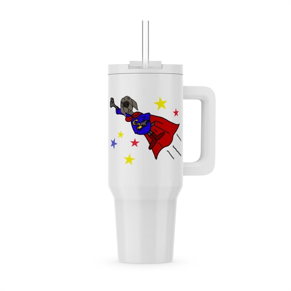 3dRose, Cute Funny Flying Weimaraner Dog Superhero in Red Cape , 30oz Tumbler