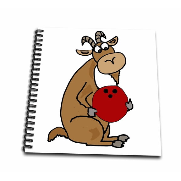 3dRose, Cute Funny Goat Bowling Cartoon, Drawing Book 8 x 8 inch