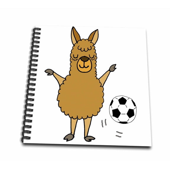 3dRose, Cute Funny Llama Playing Soccer Cartoon, Mini Notepad 4 x 4 inch