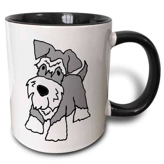 3drose, Cute Funny Miniature Schnauzer Puppy Dog Cartoon, 11oz Two-tone Black Mug