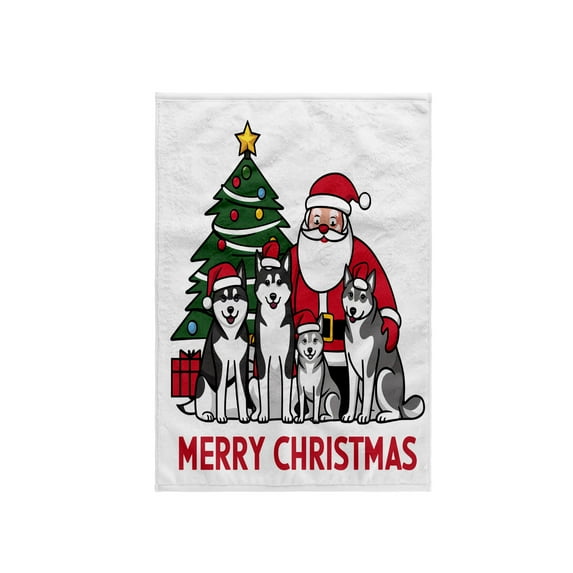 3dRose, Cute Funny Santa Claus and Husky Dogs in Santa hats Christmas Art, 15x22 Hand Towel