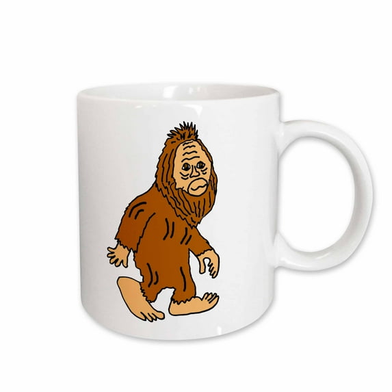 3drose, Cute Funny Unique Bigfoot Walking Cartoon, 15oz Mug