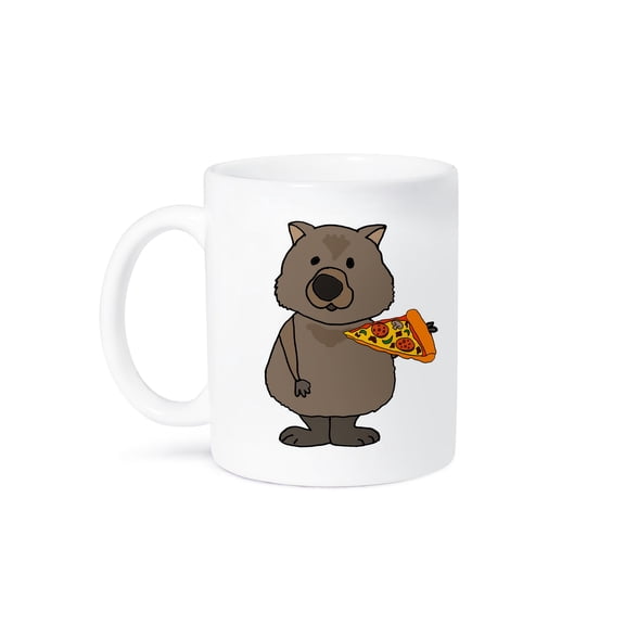 3dRose, Cute Funny Wombat eating Pizza Slice Food Cartoon, 15oz Mug