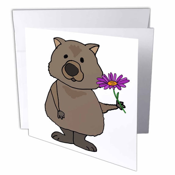 Funny Groundhog Greeting Card - 5.5" X 5.5" Square Card With Envelope (Cute Animal Cartoon)
