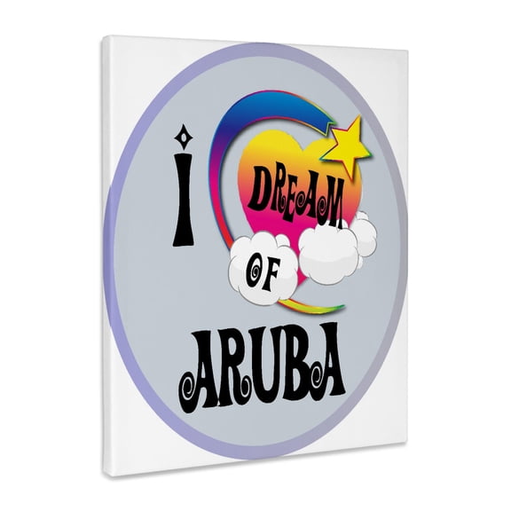 3dRose, Cute Girly Heart Star Clouds I Dream Of Aruba, Museum Grade Canvas Wrap 16x20