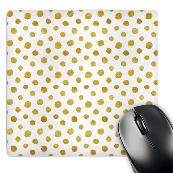 3dRose, Cute Girly Trendy Polka Dot Pattern on White-Gold Dots , MousePad