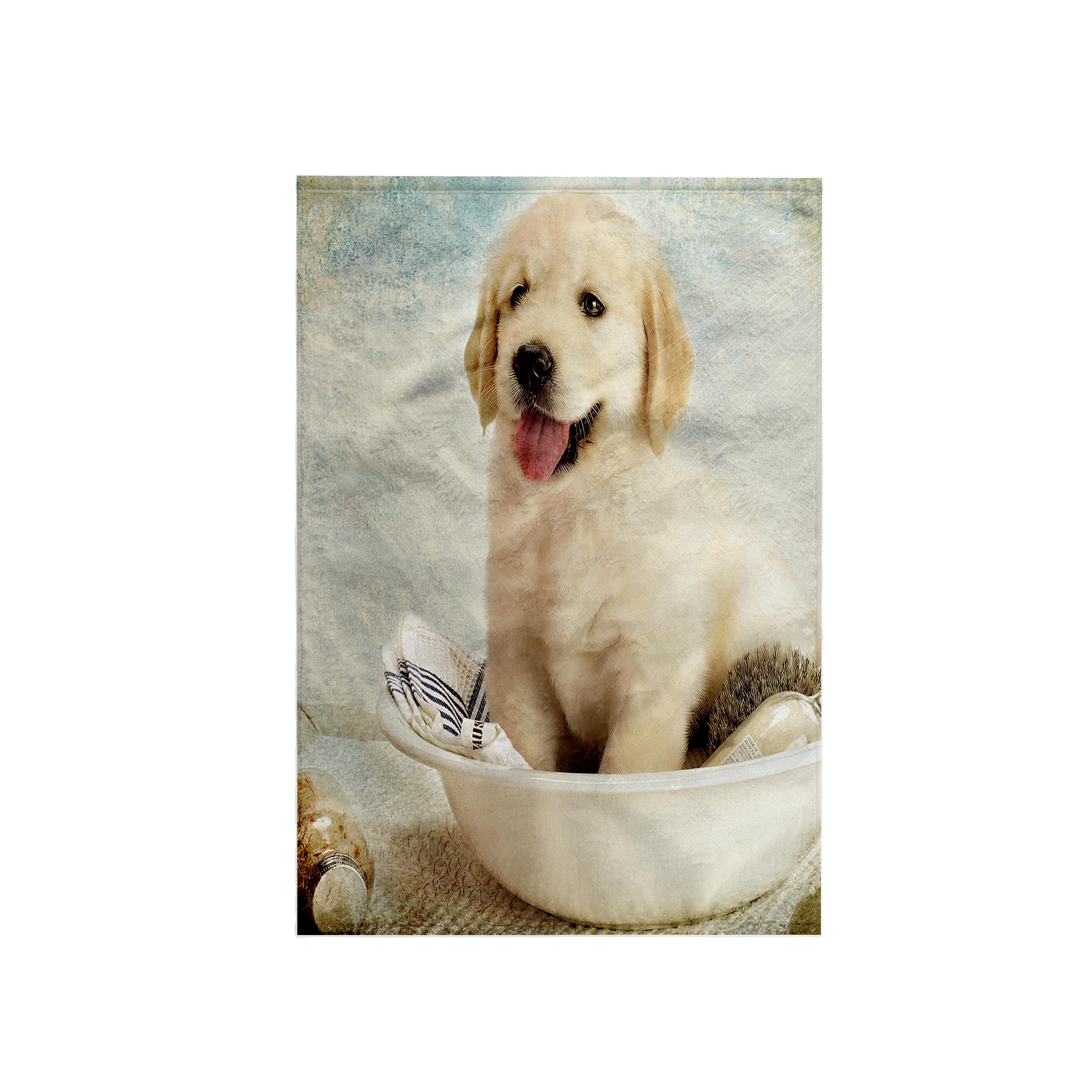 3dRose, Cute Golden Retriever Puppy Spa Day Art photo courtesy ...