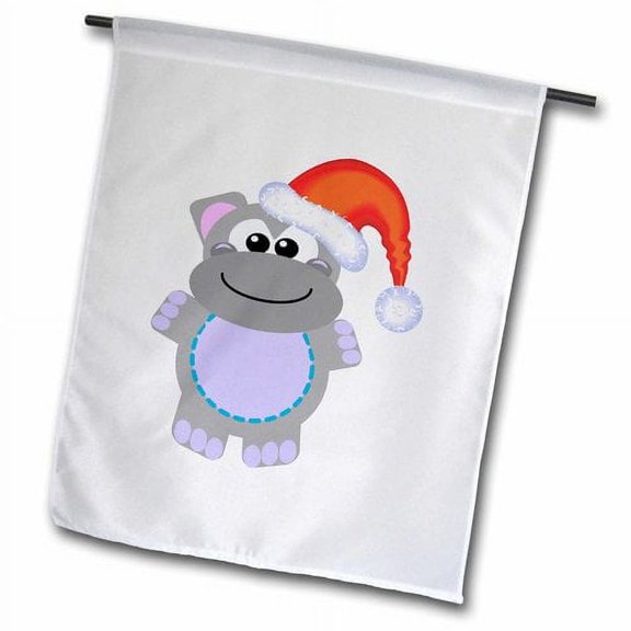 3dRose, Cute Goofkins Xmas Hippo Santa Cartoon, 18 x 27 inch Garden Flag
