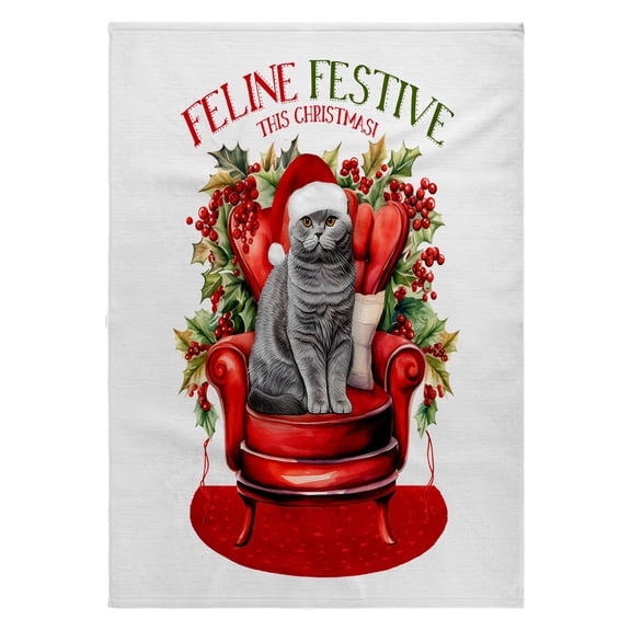 3dRose, Cute Gray Scottish Fold Cat for Pet Lovers Christmas Holiday, 22x30 Bath Hand Pool Towel
