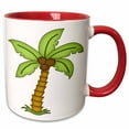 thumbnail image 1 of 3drose, Cute Green Palm Tree with Coconuts Illustration, 11oz Two-tone Red Mug, 1 of 6