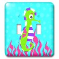 thumbnail image 1 of 3dRose Cute Green Seahorse and Pink Seaweed - Double Toggle Switch (lsp_10797_2), 1 of 1