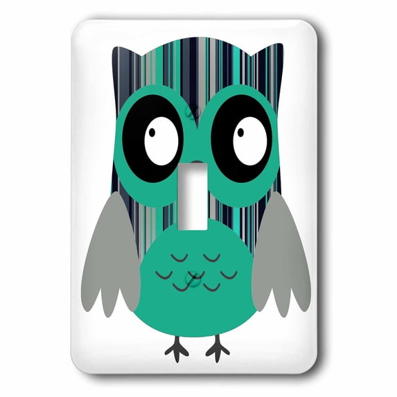 3dRose, Cute Green and Grey Striped Owl, single toggle switch