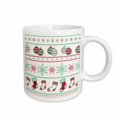 thumbnail image 1 of 3drose, Cute Green and Red Christmas Ornaments and Stockings Pattern, 11oz Mug, 1 of 6
