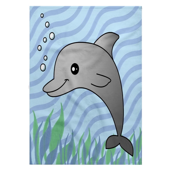 3dRose, Cute Grey Dolphin Blue Ocean, 22x30 Bath Hand Pool Towel