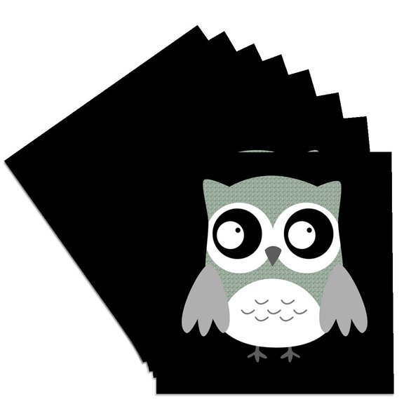 3dRose, Cute Grey Pattern Owl, Set of 8 Ceramic Tile Coasters