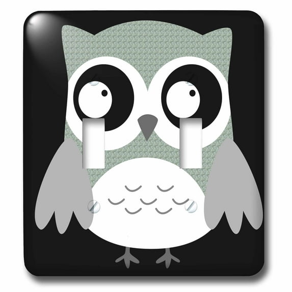 3dRose, Cute Grey Pattern Owl, double toggle switch