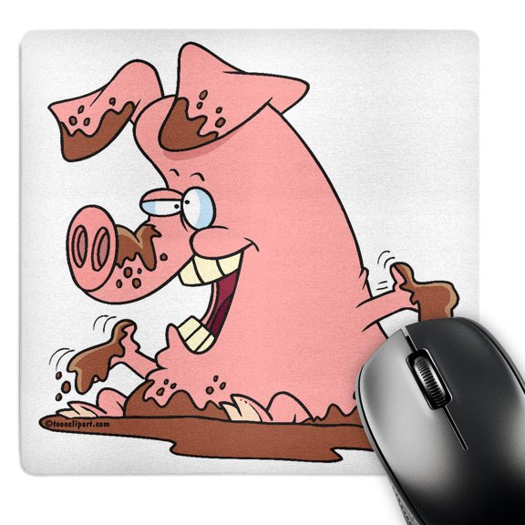 3dRose, Cute Happy Pink Pig in Mud, MousePad